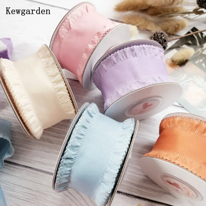 

Kewgarden Wavy edge Ruffle Ribbon 1" 1.5" 25mm 38mm Crafts Handmade Sewing DIY Bow Hair Accessories Flower Packing 10 Yards