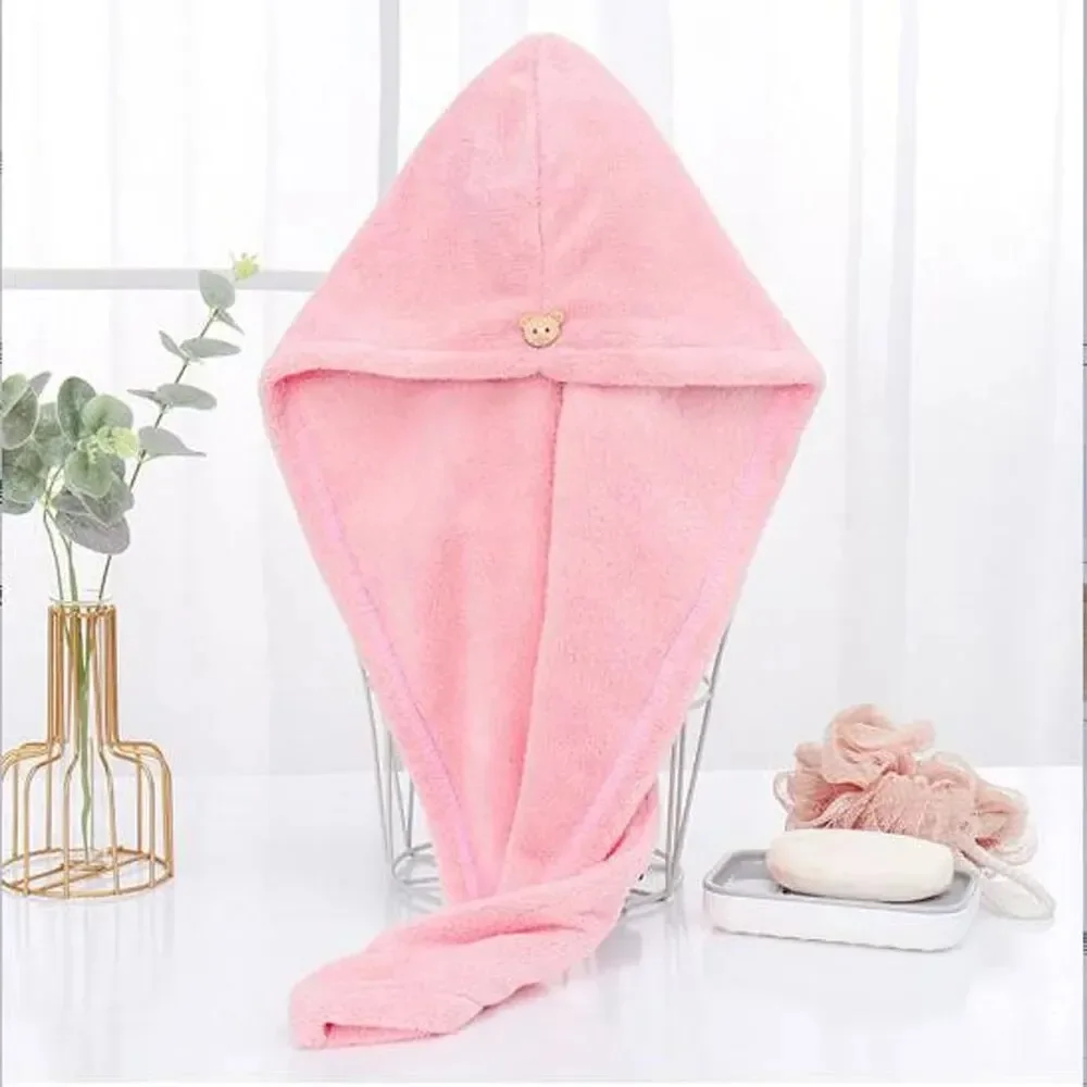 1pc Solid Color Thickened Quick-dry Hair Drying Cap Super Absorbent Women Hair Drying Hat Quick-dry Microfiber Hair Towel CapHat