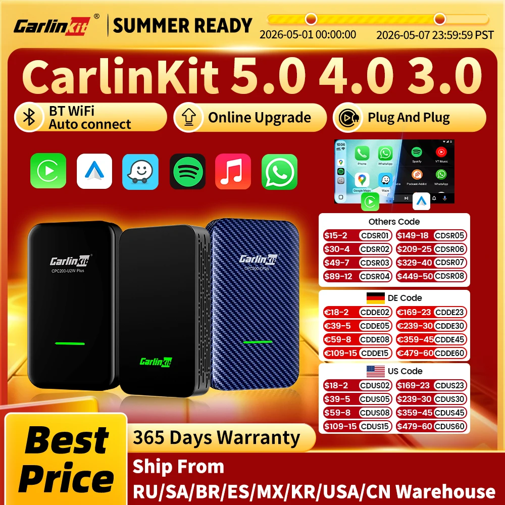 CarlinKit 5.0 4.0 3.0 CarPlay Wireless Dongle Activator เชื่อมต่ออัตโนมัติสําหรับ Audi Porsche Benz VW Volvo Toyota Plug & Play MP4 MP5 Play