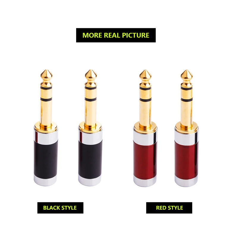 6.35MM Konektor Jack 3 Tiang Stereo Core Amplifier Mikrofon 6.3MM Jack 1/4 Konektor Plug Laki-laki untuk Speaker Gitar Kabel Aux
