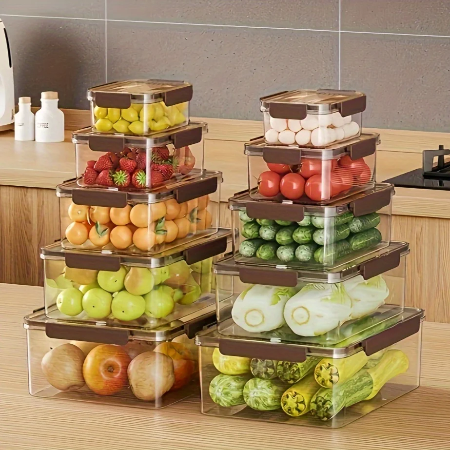 

5 шт./компл. контейнеры для хранения пищевых продуктов с крышками, герметичные контейнеры для хранения еды, многоразовый пластик для хранения на кухне