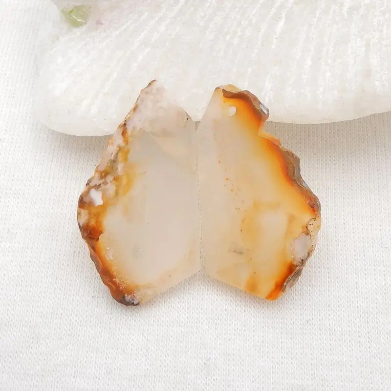 

Natural Stone Cherry Agate Gemstone Fashion Nugget Earring Bead 31x17x3mm 6g Semiprecious Women Earrings Accessories