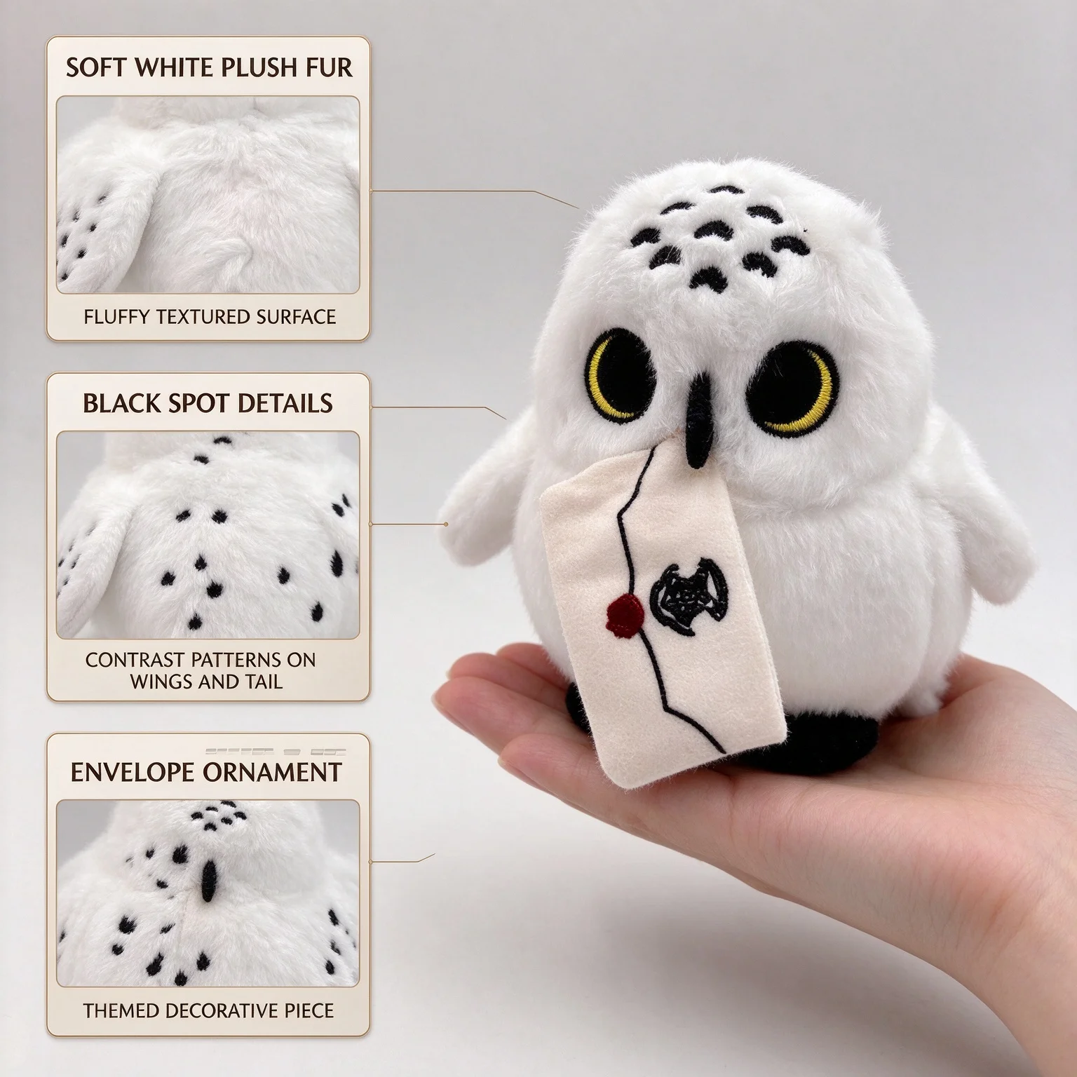 Owl Magnetic Shoulder Plush Pendant Mini Stuffed Bird Doll With Letter Accessory Cosplay Decor Cute Soft Plushie Toy