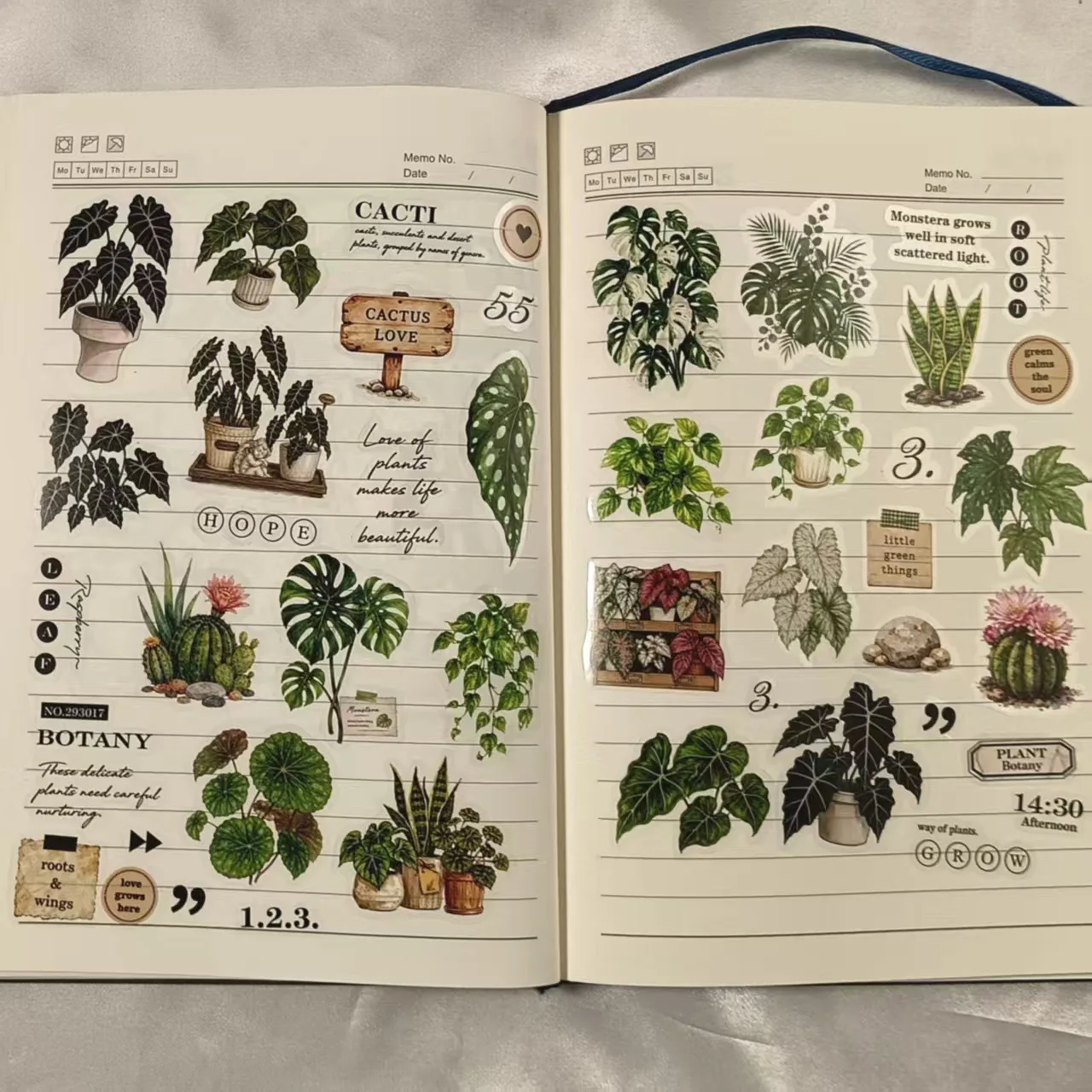 8Pcs Korean Style Plant Journal Transparent Waterproof Sticker Pack for Phone Helmet DIY Collage Card Decals