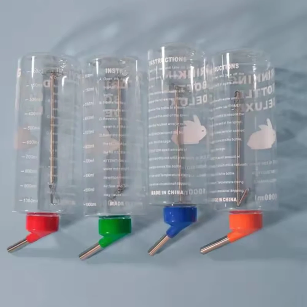 1000ml Random Color Small Animals Drinker Auto Drinking Hangable Water Bottle for Rabbit Guinea Pig Parrot Rabbit Feeder