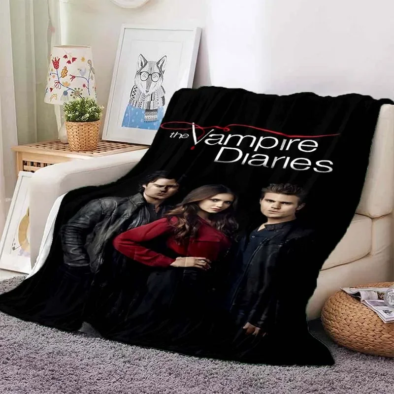 The Vampire Diaries 3D printed flanella peluche coperta copriletto divano coperta pigra coperta per pausa pranzo all\'aperto copripiumino da viaggio