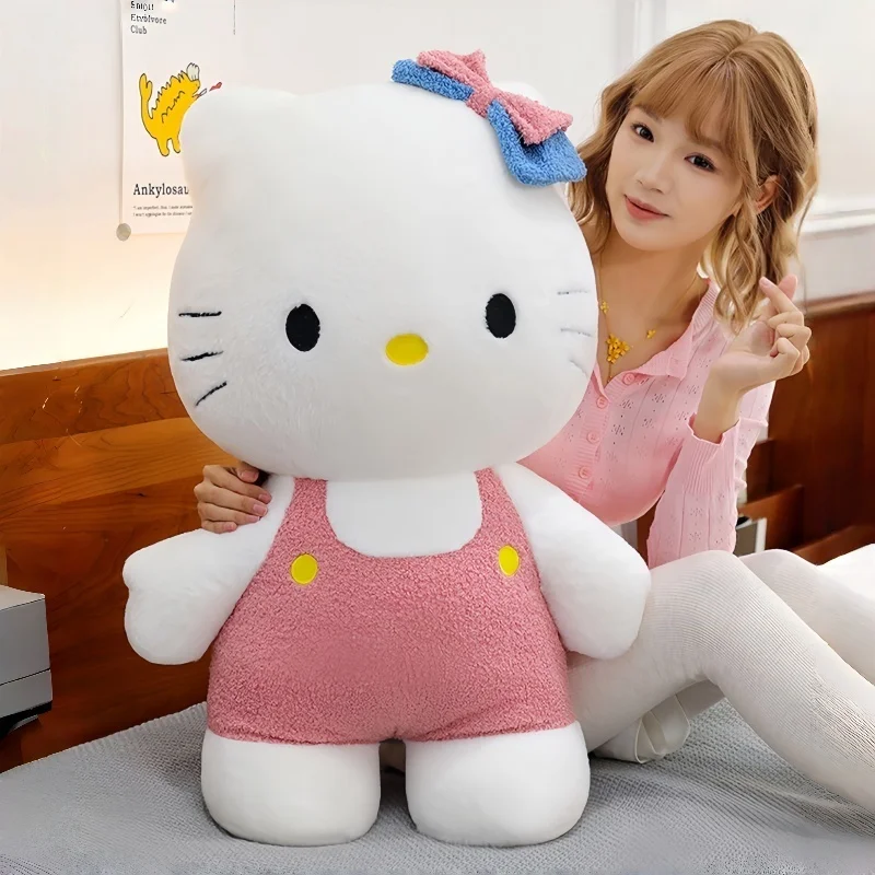 

35-75CM Big Size Bow Hello Kitty Plush Kawaii Sanrio Plushies Squishy Cartoon Stuffed Animal Peluche Ornament Children Toy Gifts