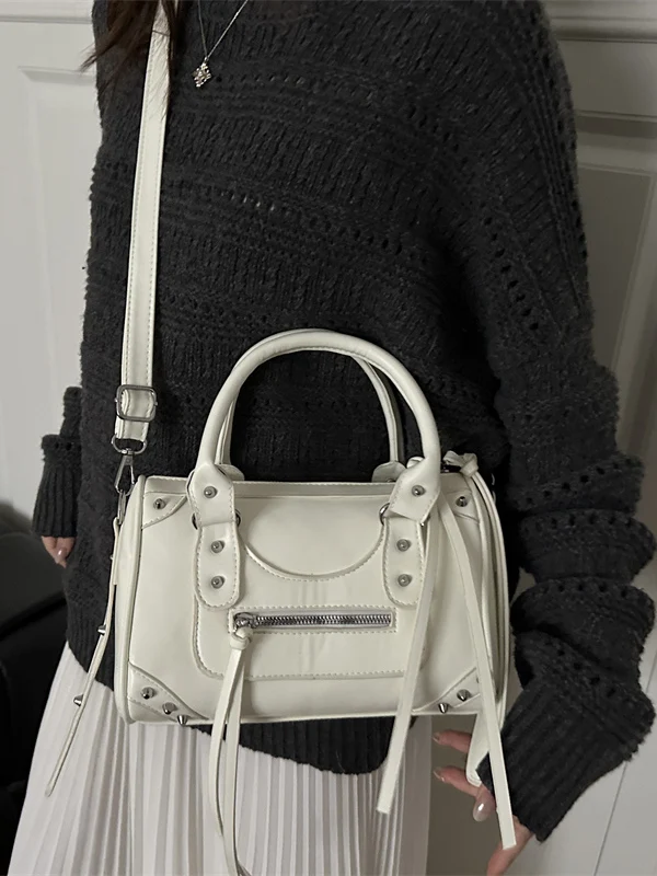 Casual Large Capacity Single Shoulder Slant Cross Bag Pure Color Handbag Women's Fashion Retro Style Trendy Daily Bag