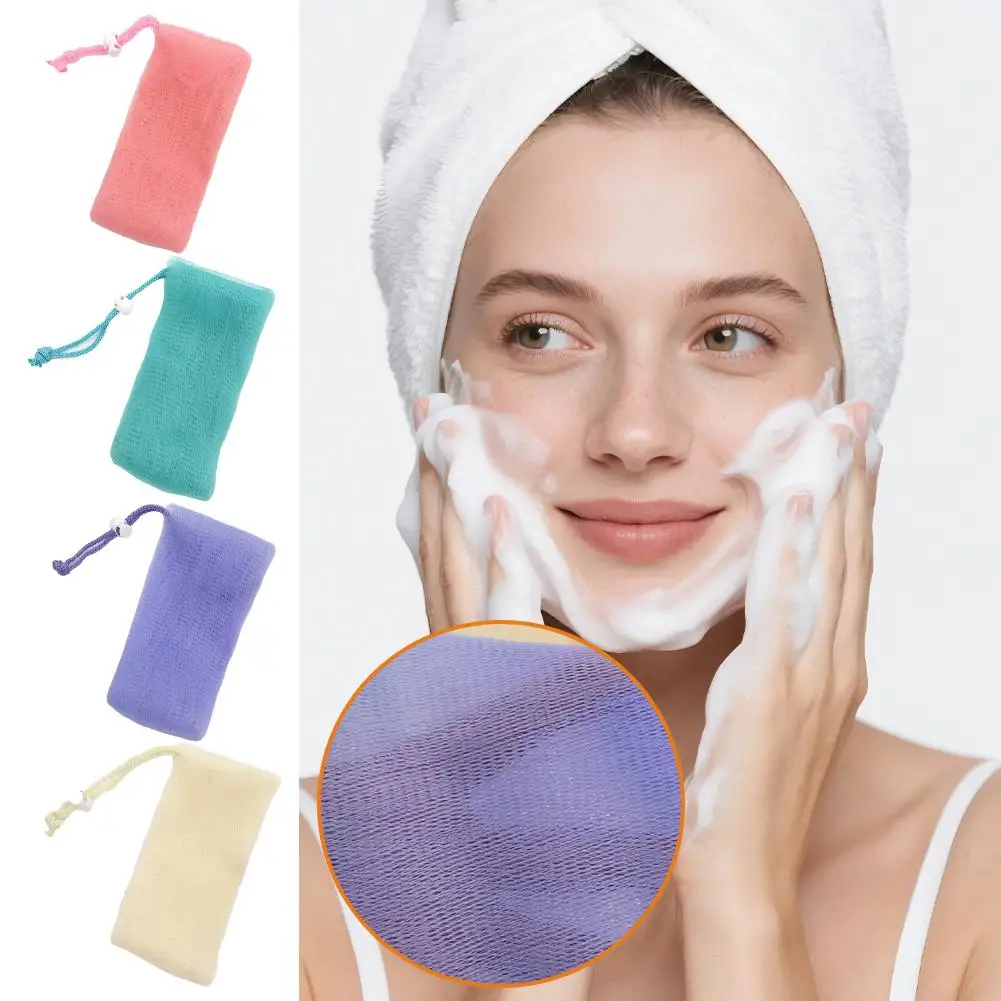 Soap Bag Exfoliating Mesh Drawstring Shower Portable Soap Pouch Travel Foaming Net Bath Body Cleaner Exfoliating Bath Pouch