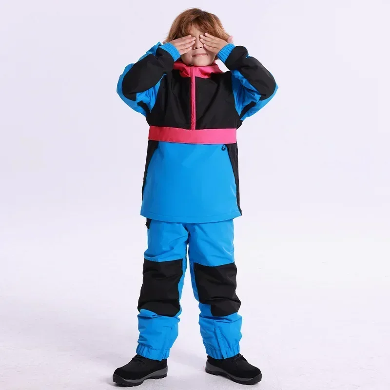 Traje de esquí para niño y niña, ropa de nieve cálida a prueba de viento, chaqueta deportiva al aire libre, pantalones de esquí, chándal, invierno, 2025