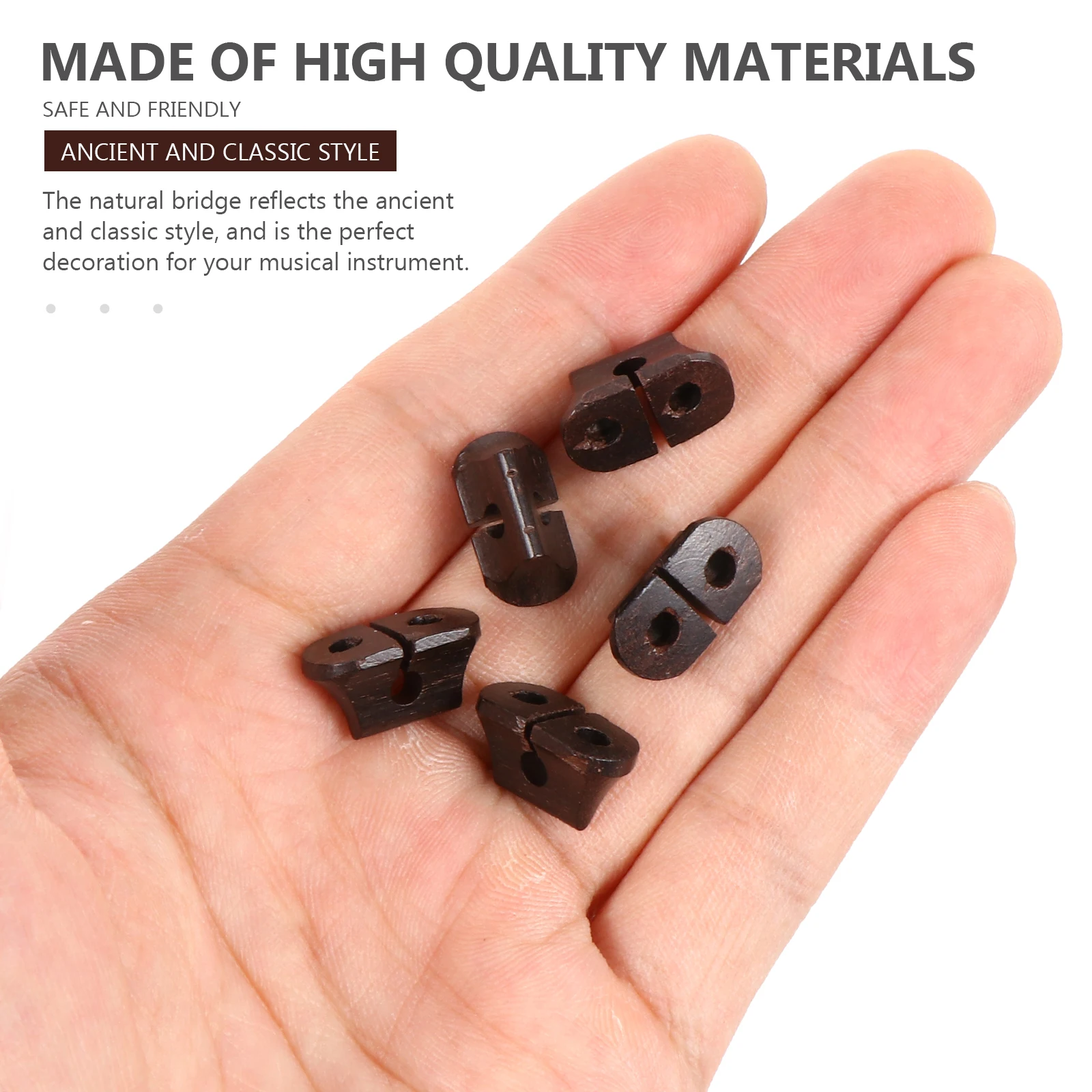 

5Pcs Ebony Erhu Bridge Wooden Musical Instrument Parts Erhu Accessories Professional Replacement Codes Instrument Parts