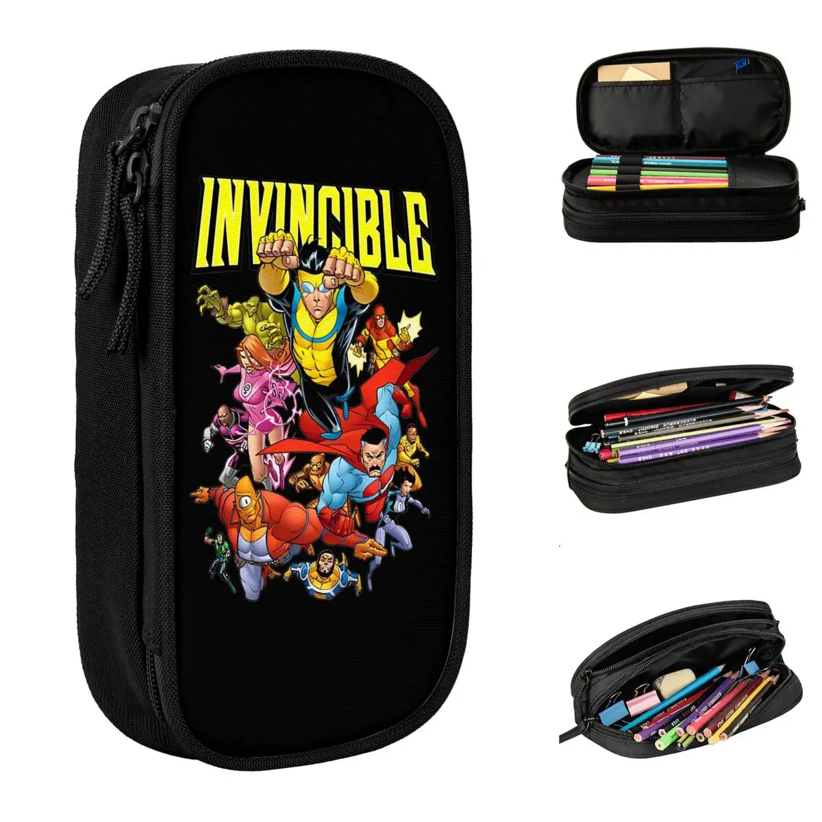 Fun Invincible Cartoon Super Hero Cartoon Pencil Case Pencilcases Pen for Student Large Storage Bag Students School Cosmetic