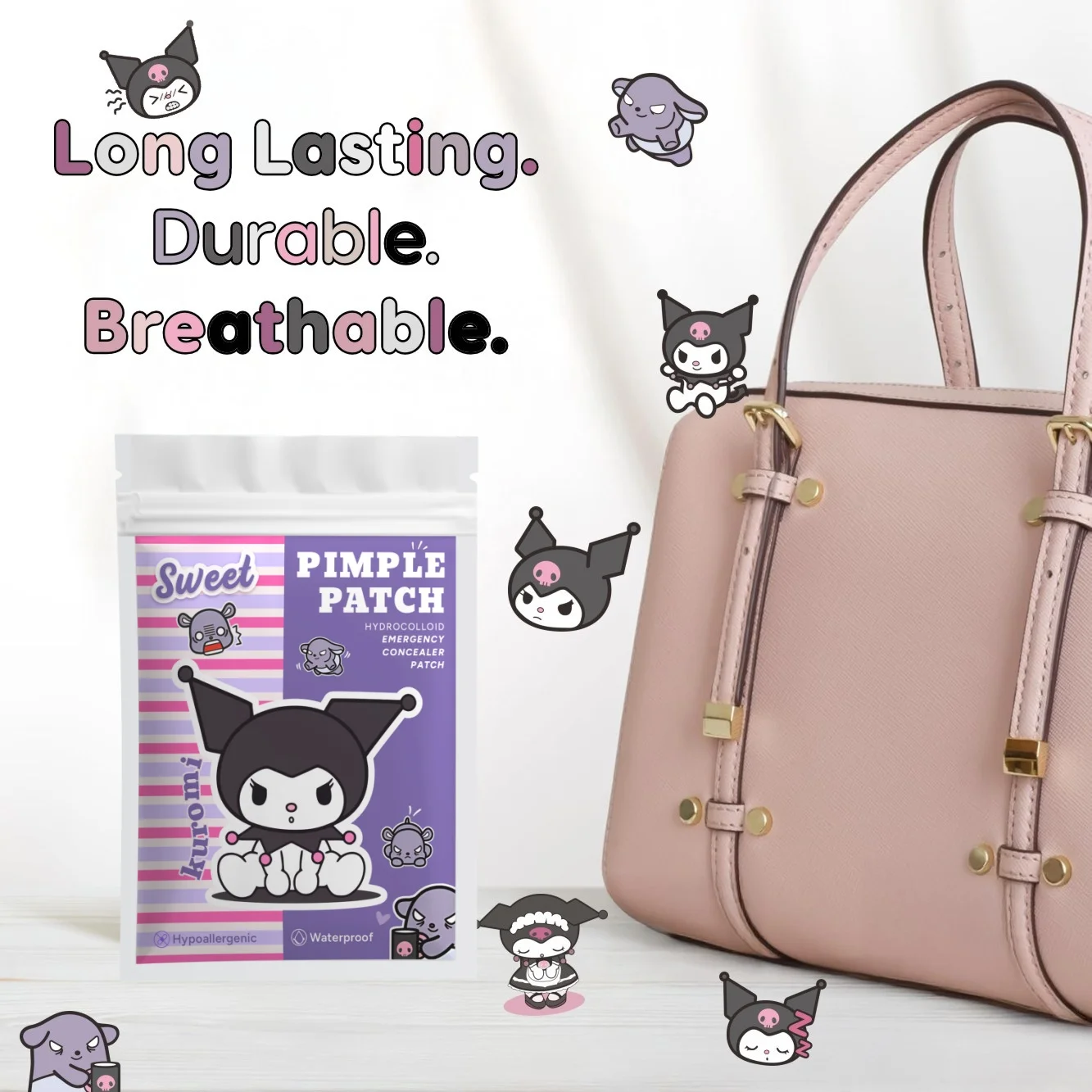 40/100PCS  Adorable Cartoon Kuromi Soft Zit Cover Stickers, Clear Hydrogel Facial Spot Patches view 5