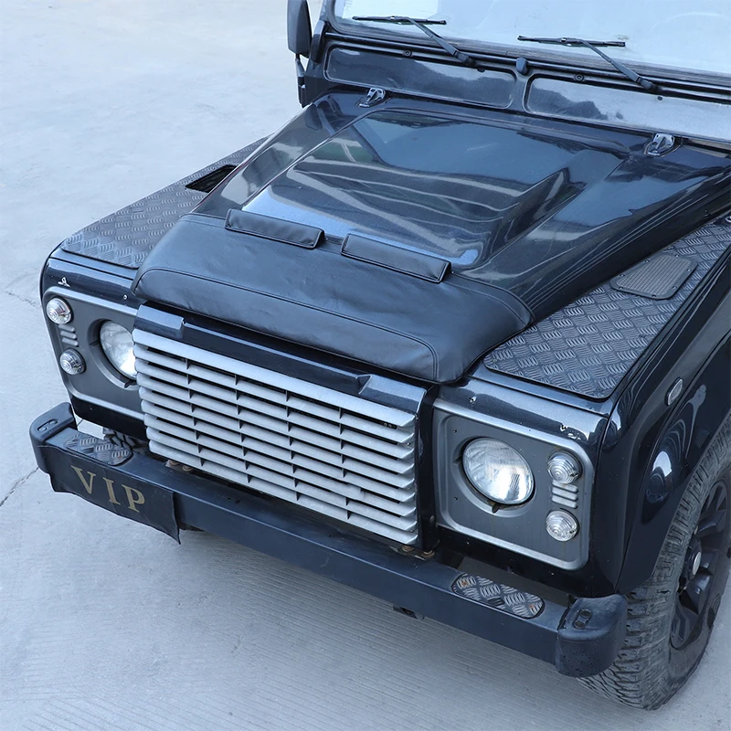 

Leather Car Hood Cover Sand Block Stone Deflector Hood Protection Set Car Accessories for Land Rover Defender 90 110 130 2004-18