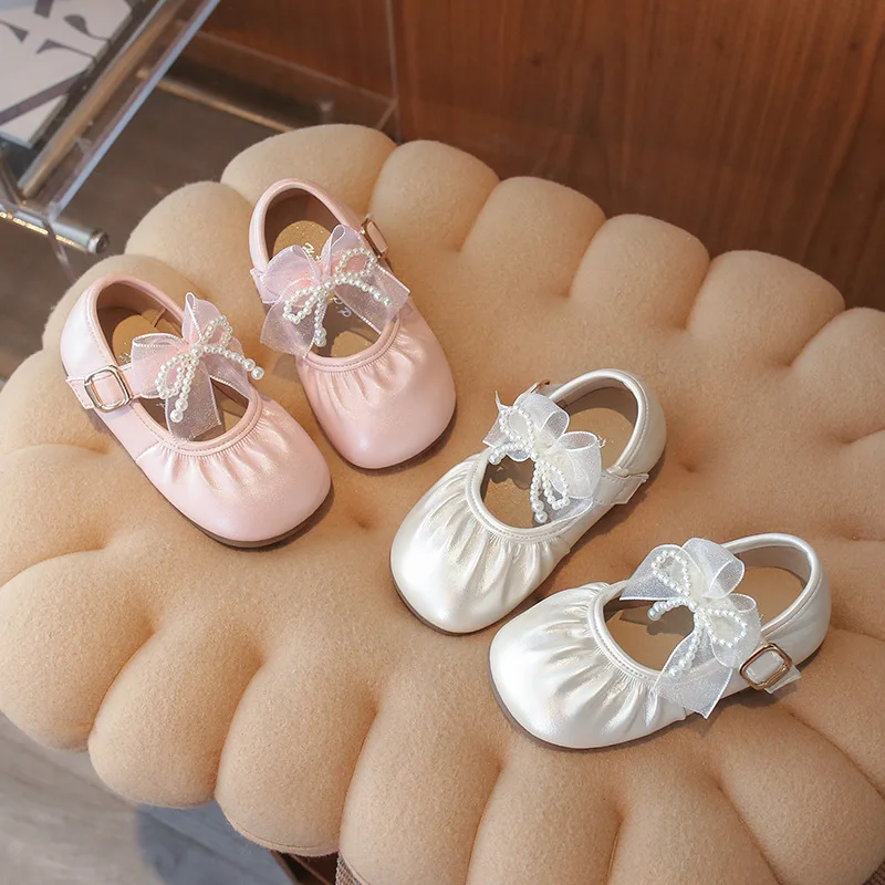 

Детские туфли-балетки Zapatos 2026: Новинка Весны, Простые и Универсальные, с Бантом, из Кожи, Удобные, Нескользящие, Повседневные