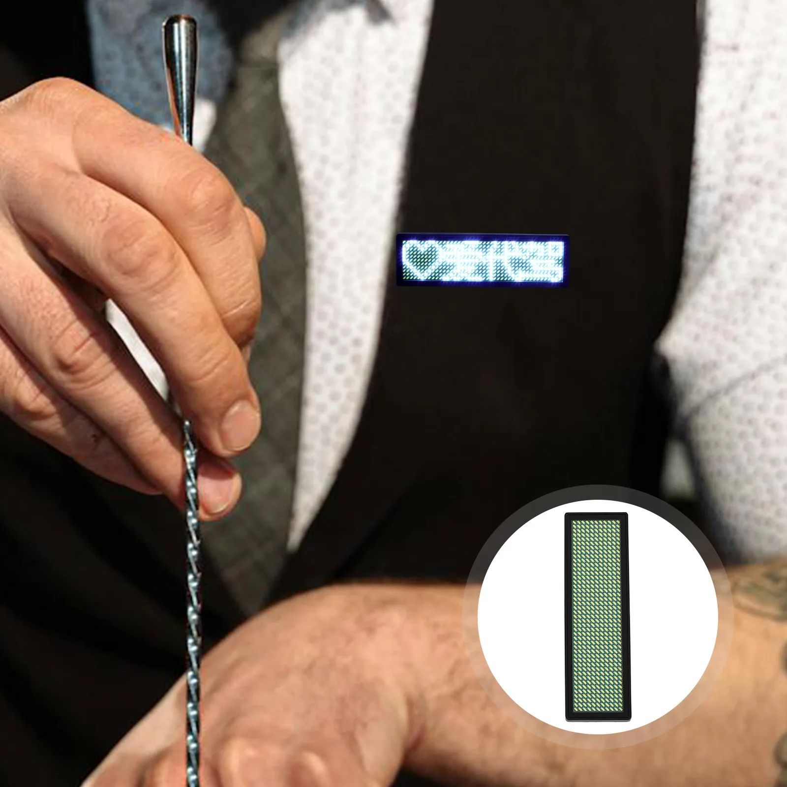 Programowalny ekran LED z tagiem, cyfrowa tablica ogłoszeń, bezprzewodowy wyświetlacz LED, magnetyczny, ładowalny identyfikator, kabel USB, kolor biały.