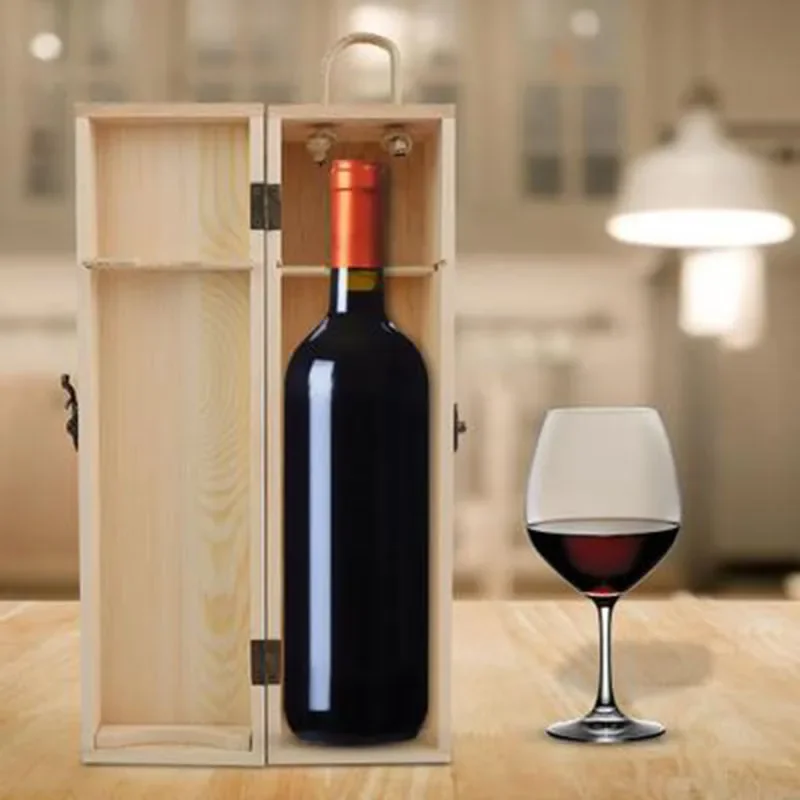 Wine Box Single Bottle Red Wine Box Wooden Wine packing Box Carries Gift Bar Accessories Whiskey Packing