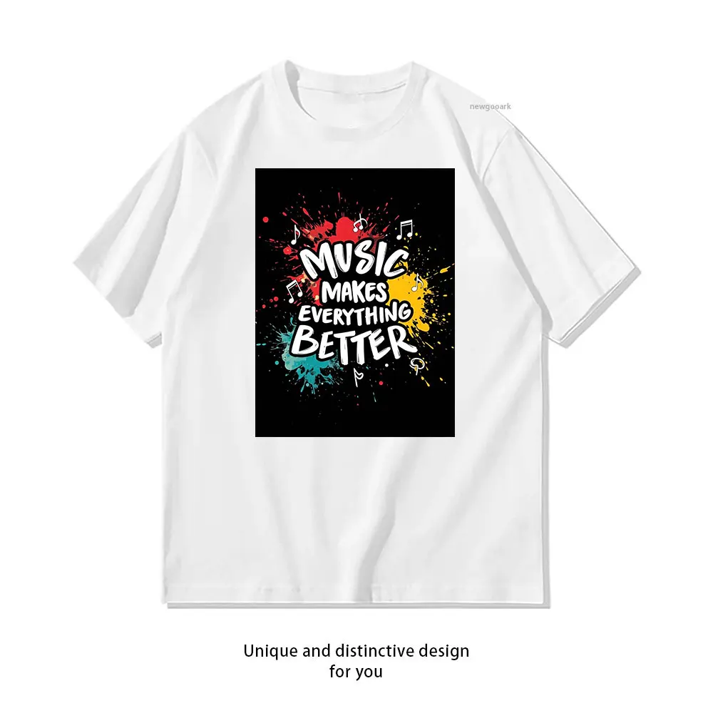 Melodic Motivation Music's Impact T-Shirt Casual cotton graphic t shirts Creative streetwear Classic O-neck shirt