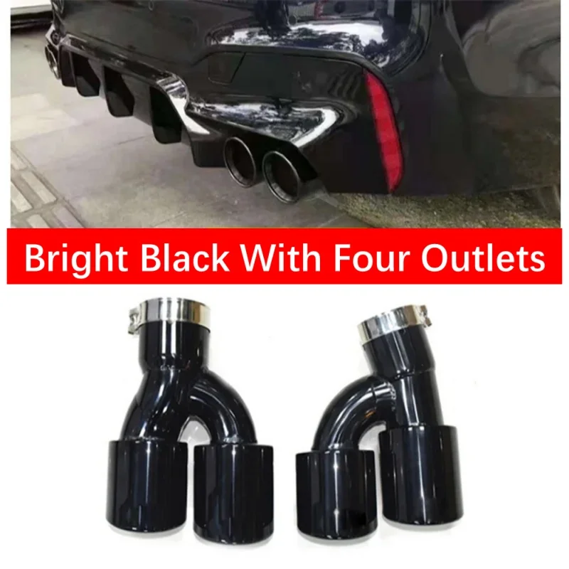 Dual Out Exhaust Tip Carbon Fiber Muffler Tip H Shape Tailpipe For BMW 525i 528i 530i G30 G38 2018 5 series Exhaust Tip Nozzle