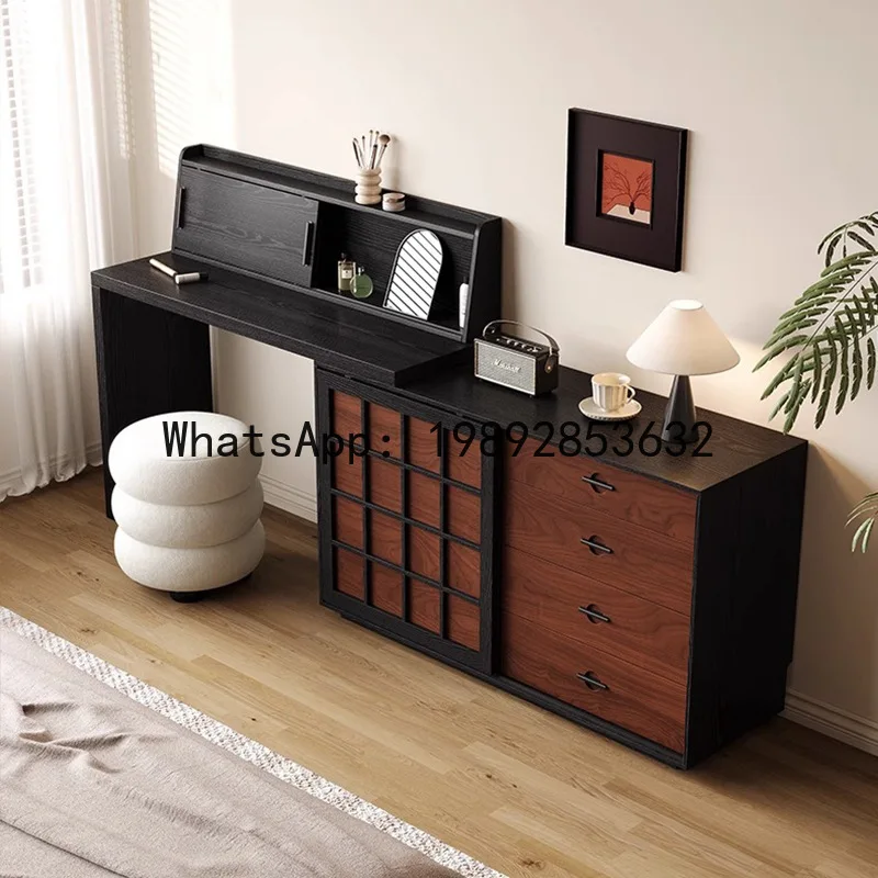 YFY Retro Style Dressing Table and  of Drawers Integrated Modern Simple Small Apartment Bedroom Extendable Storage Makeup Table