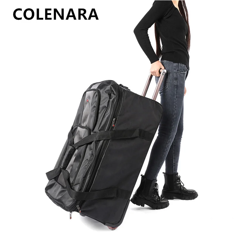 COLENARA الرجال الأمتعة 28 "32 بوصة سعة كبيرة حقيبة العربة طوي أكسفورد القماش السفر حقيبة ظهر تحمل على الكتف حقيبة المرأة #2