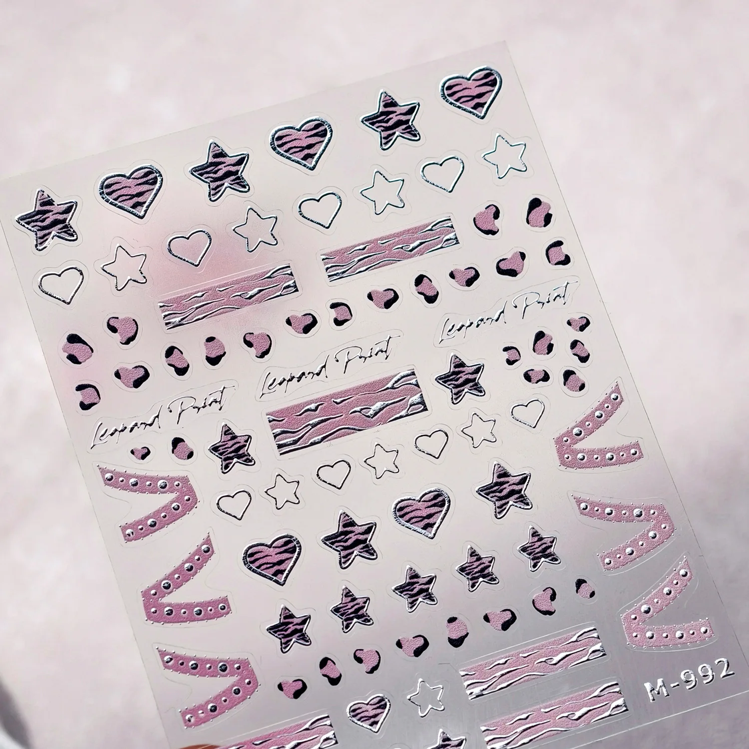 

5D Black Ponk Spotted Star Heart Nail Art Sticker Metallic Silver Edging Y2K Sweet Cool Checkered Sticker Manicure Decora Decals