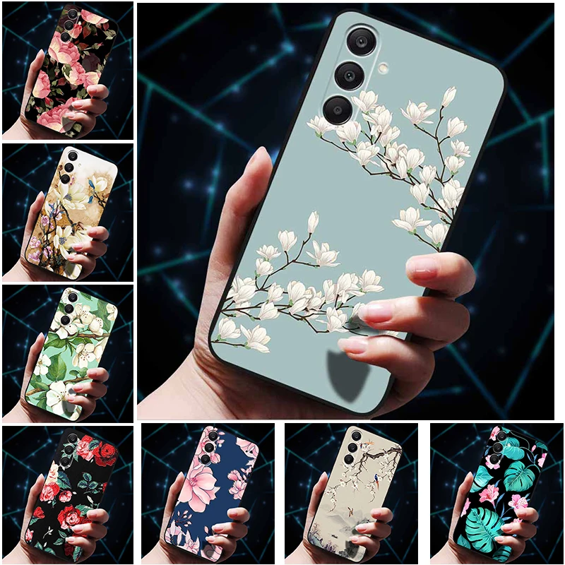 Fundas con estampado de flores 3D para Samsung A25 A35 A55 5G, Fundas de teléfono de silicona suave para Galaxy A25 5G, carcasa trasera SamsungA55