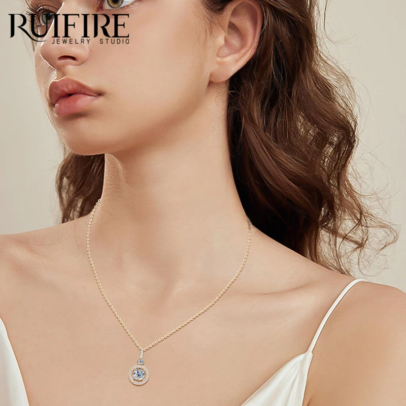 

RUIFIRE настоящий кулон из муассанита для женщин, ожерелье из стерлингового серебра S925, ювелирные изделия для девочек, вечерние, юбилей, подарок на день Святого Валентина