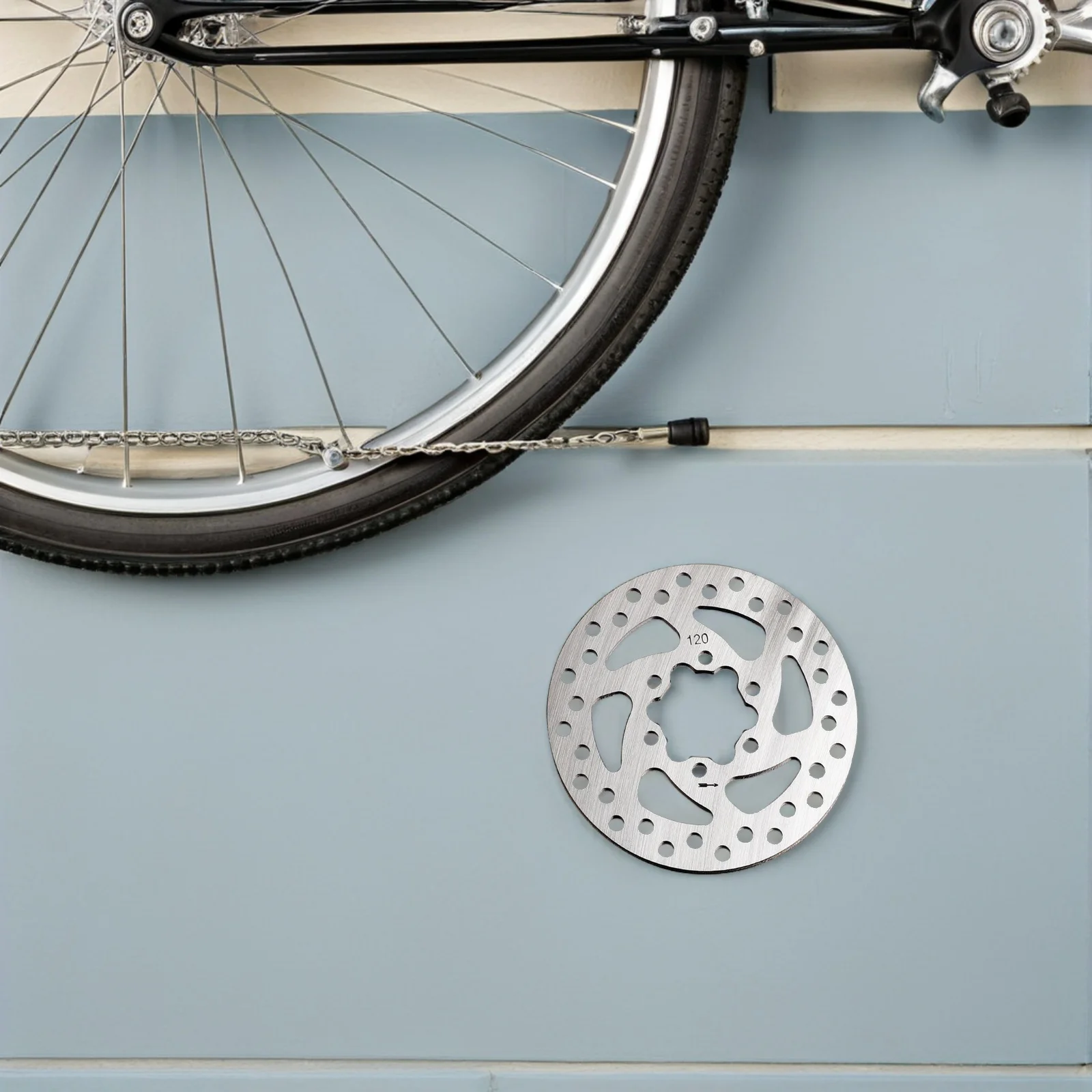 Brake Disc 120Mm Hollow Design Durable Stainless Steel Disc Rotor For Bike Parts 6-Hole Universal Replacement Compatible With