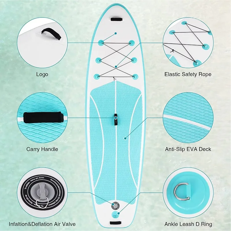 Inflatable Stand Up Paddle Board Surfboard Stand Paddle Board All-Water Compatibility for Beach Lake Ocean