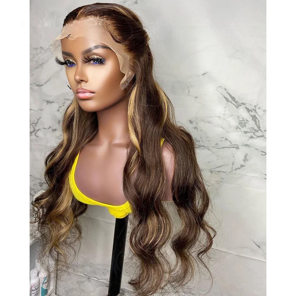 26 inch Long 250% Density Highlight Blonde Body Wave Jewish 5x5 Silk Base Natural  European Human Hair Wigs For Women Baby Hair