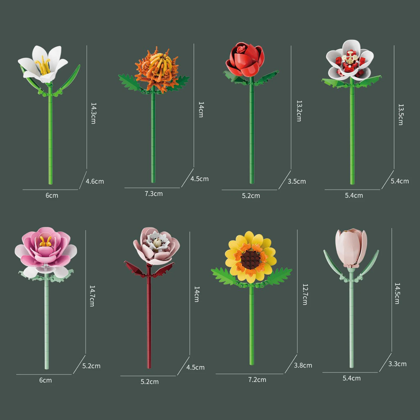 Bouquet di fiori Blocchi di costruzione Calendario dell'Avvento di Natale Calendario per il conto alla rovescia di Natale Girasole Blocchi di costruzione fai da te Regali fai da te per le vacanze