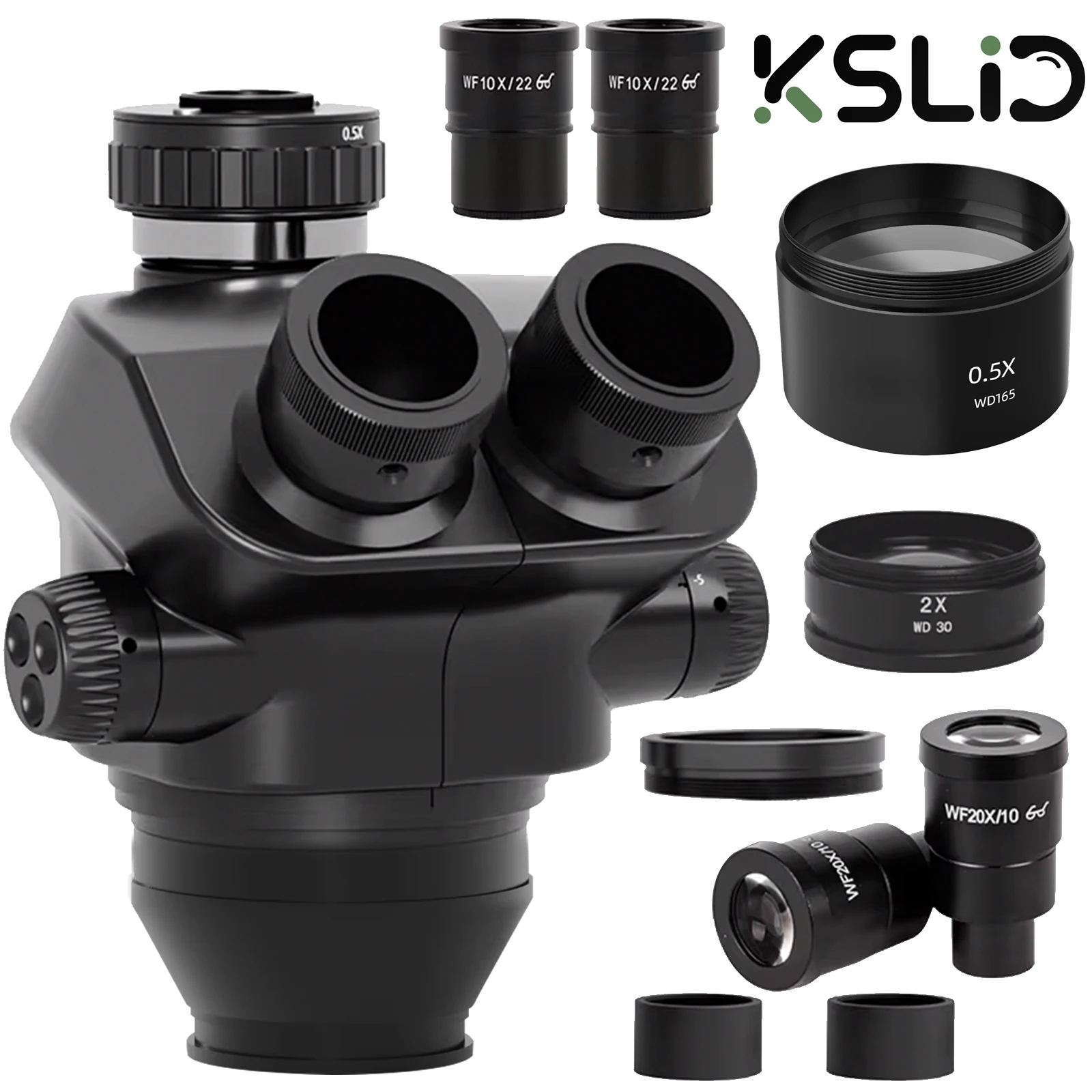 KSLID 7-50X cabeza de microscopio Triocular microscopio estéreo de aumento continuo adecuado para reparación de teléfonos móviles