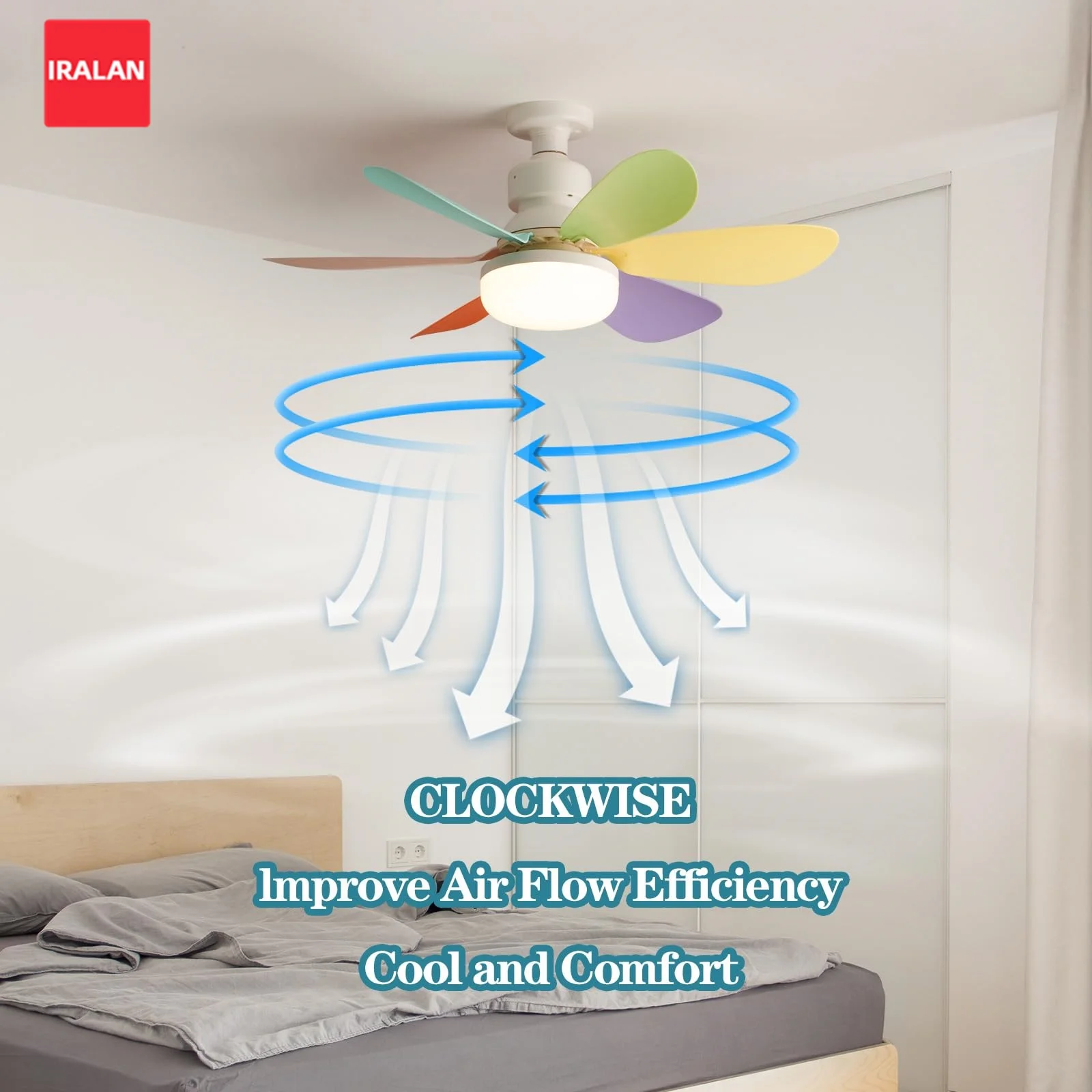 Colorful E27 Ceiling Fan Light Small and Easy To Install 2-in-1 Cooling Electric Fan Bedroom Study Dormitory Ceiling Lamps Fan