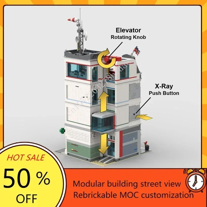 Hôpital MOC modèle StreetView Architecture créative Kit de bricolage éducation technique assemblage Puzzle jouet d'anniversaire cadeau de noël