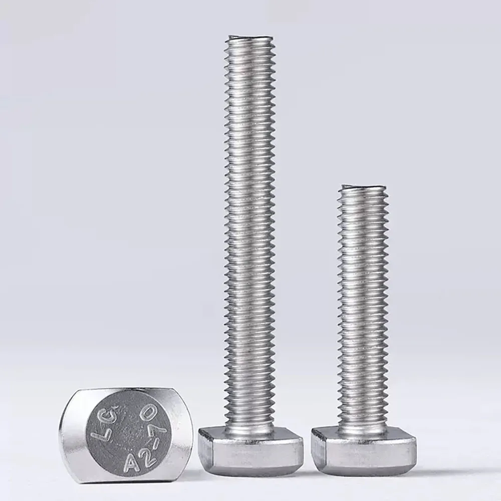 1-5pc M5 M6 M8 M10 M12 T Slot Fastening Bolts A2 Stainless Steel Square Hammer Head Screws For Industrial Aluminium Profile Rail