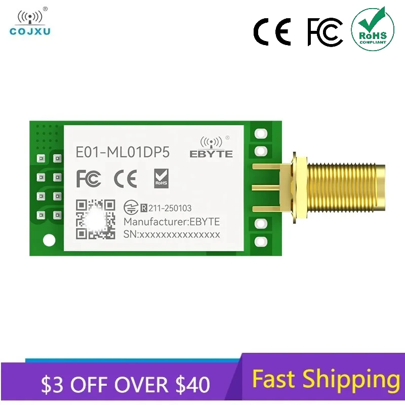 SPI nRF24L01 PA LNA 2.4GHz Rf Module E01-ML01DP5 2.5km Long Range 20dBm IoT Rf Transmitter Receiver Shield for Arduino nRF24L01P