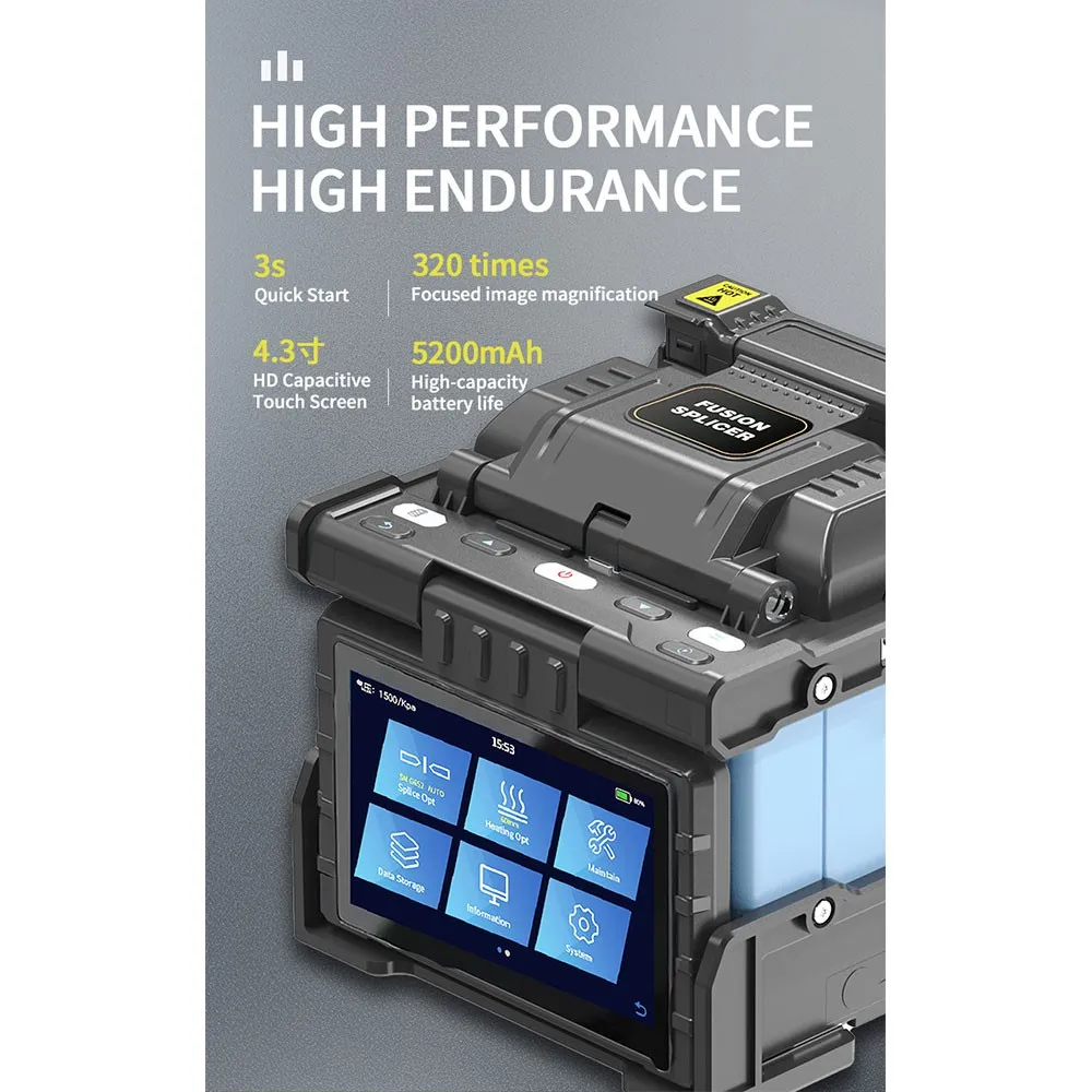 Maxgeek NK-4S جهاز ربط الألياف البصرية -50 ~ + 26dBm OPM 10mW VFL يدعم قطع الألياف 8-16 مم مع شاشة لمس عالية الدقة 4.3 بوصة