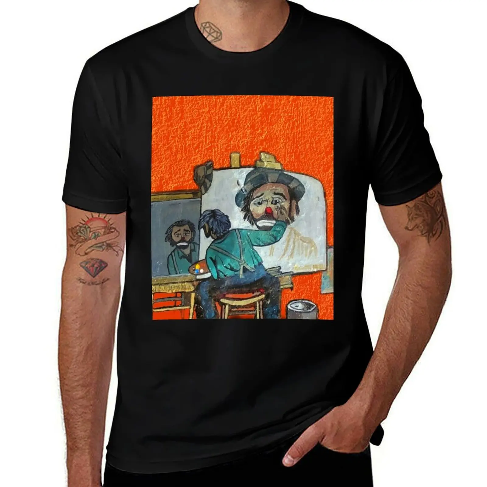 Sad Clown, Emmett Kelly, Clown Art, Man Portrait, Sad Clown face T-Shirt man t shirt graphic T-Shirt