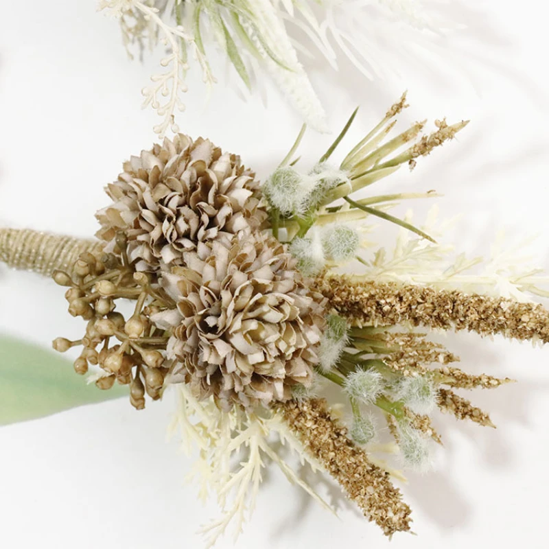 Fleurs de poignet uniques, corsage et boutonnières de mariage faits à la main, broche, fleur artificielle, pour mariée et marié, pour demoiselle d'honneur