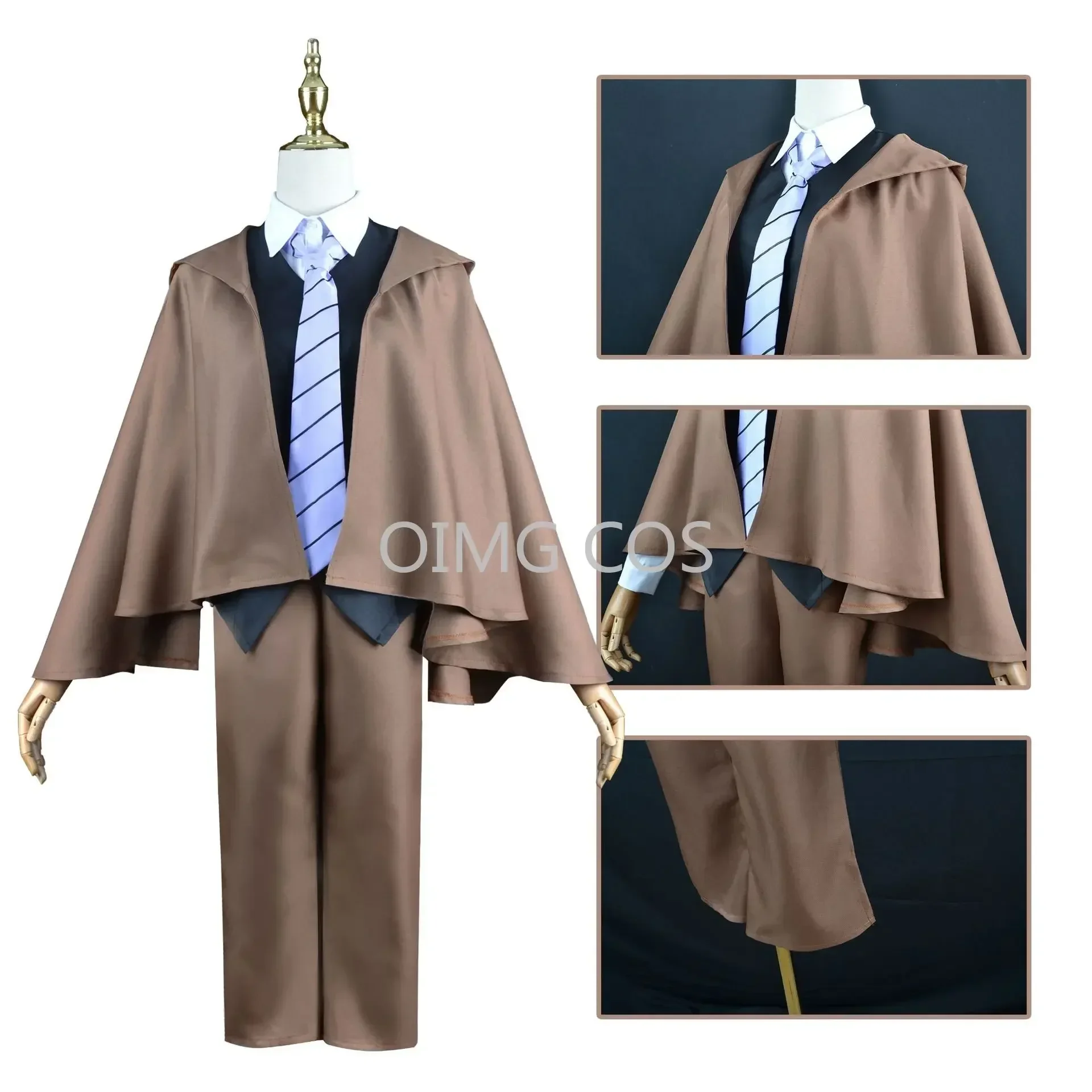 

Edogawa Rampo Cosplay Bungo Stray Dogs Costume Man Woman Trench Coat Black and Uniform Suits Unisex Wig Accessories