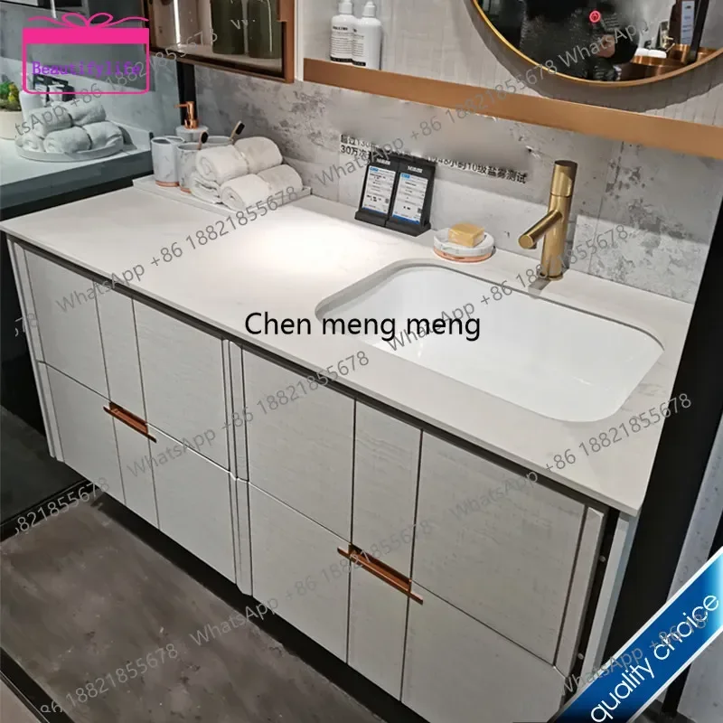 YL Customized solid wood bathroom cabinet rock slab under the counter basin DuPont Corian bathroom washstand F185