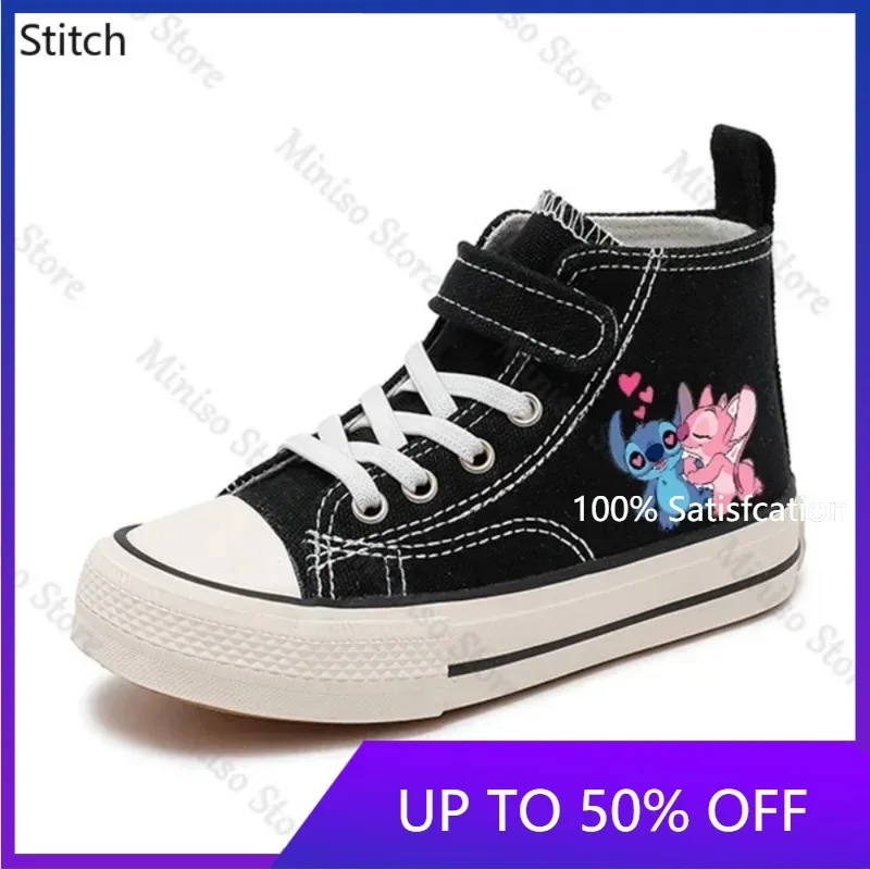 

Lilo Stitch 2024 Sport Girl High-top Boys Kid Canvas Shoes Disney Casual Cartoon comfort Shoes Children Print Boys Tennis Shoes