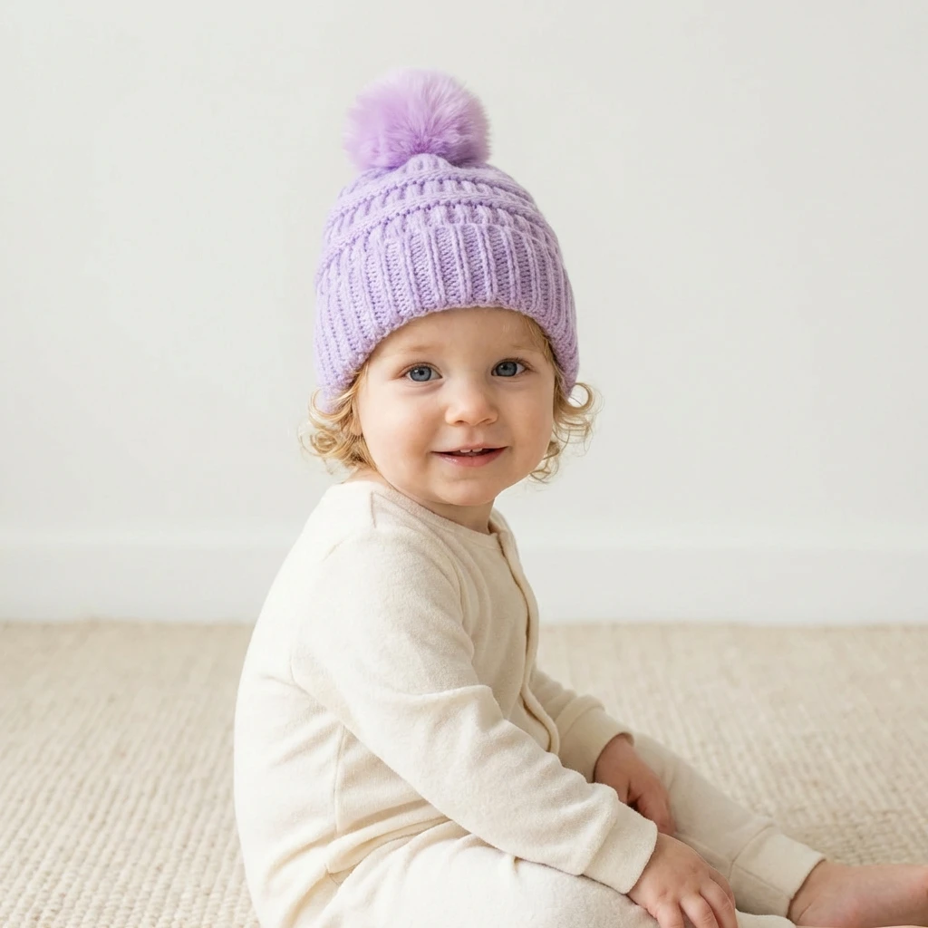 New Baby Knitted Hat - Versatile Autumn and Winter Children’s Pom-Pom Warm Hat, Cozy Baby Wool Hat