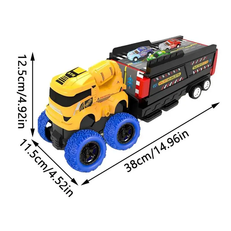 Transportwagenträger Mega Hauler Truck mit Auswurf Rennstrecke Transportwagen Autospielzeug mit 8-Rennwagen Spielzeug Spielzeug LKW