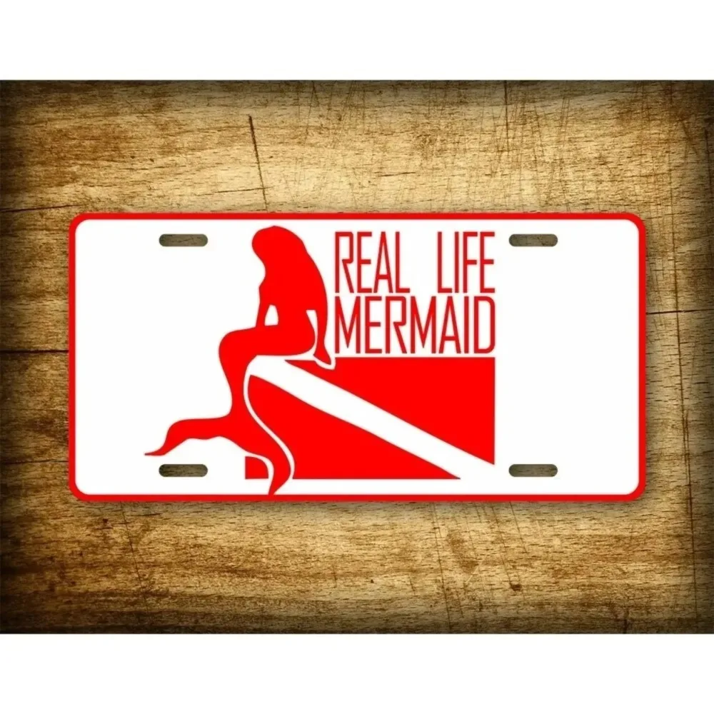 CIFbuy Personalized Mermaid Diving Flag Metal Sign, Scuba Diver Souvenir Waterproof Dustproof Home Wall Decor