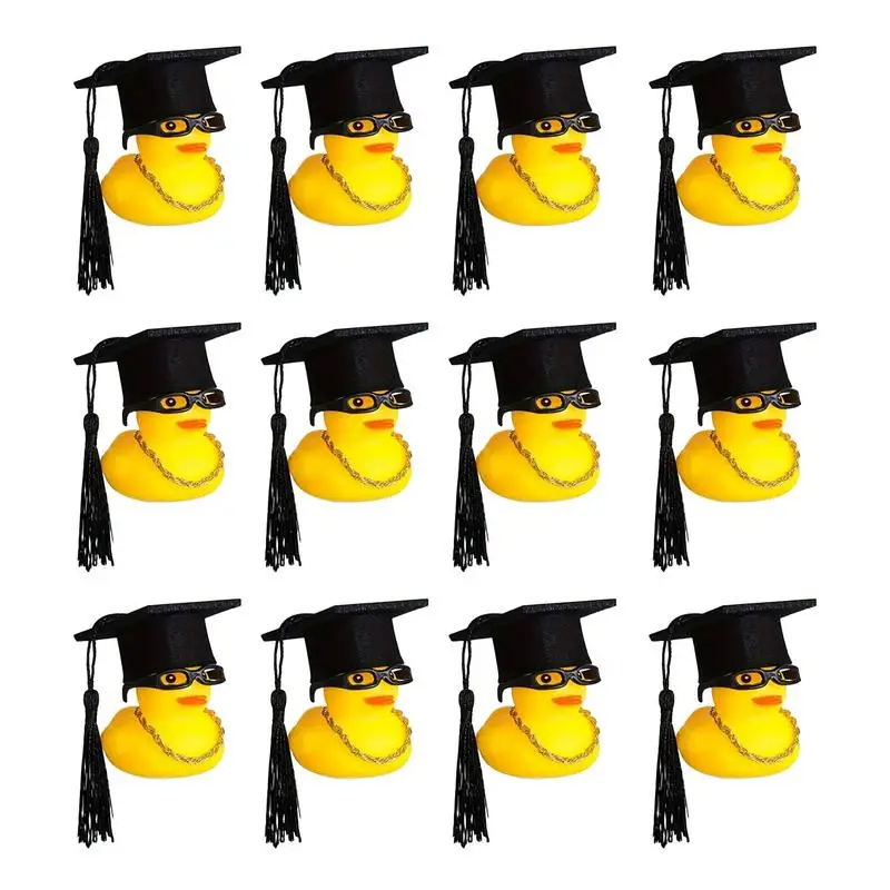 

Small Graduation Rubber Ducks 12Pcs Bathtub Ducks Car Dashboard Decoration Bathtub Duck With Graduation Hat And Glasses Cute