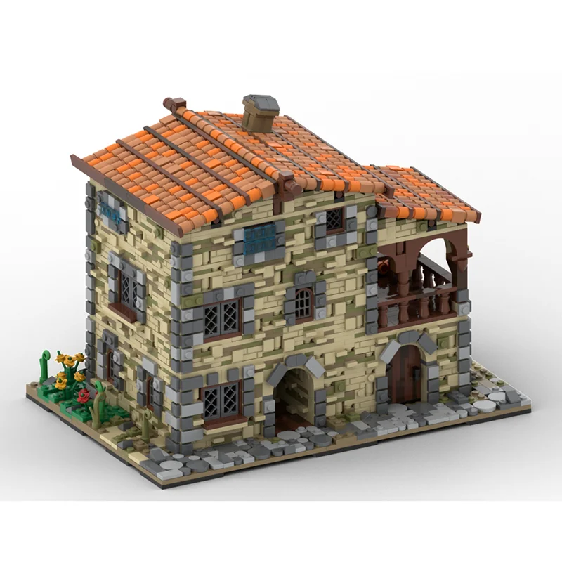 نموذج عرض شارع المدينة Moc لبنات البناء نموذج المنزل الإيطالي القديم تكنولوجيا الطوب لتقوم بها بنفسك تجميع لعبة البناء هدايا العيد #4