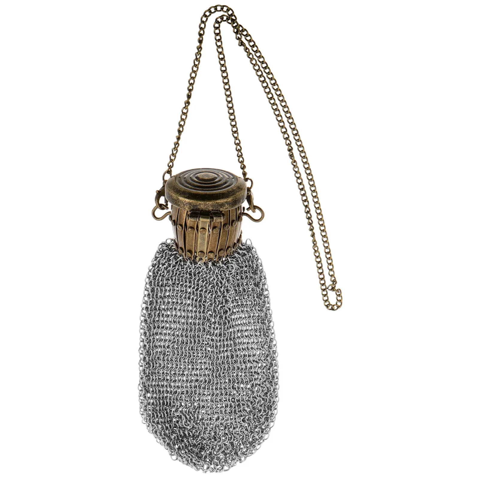 

Coin Box Vintage Stainless Steel Mesh Double Layer Retro Twist Lid Coin Purse for Classic Change Storage and Portable