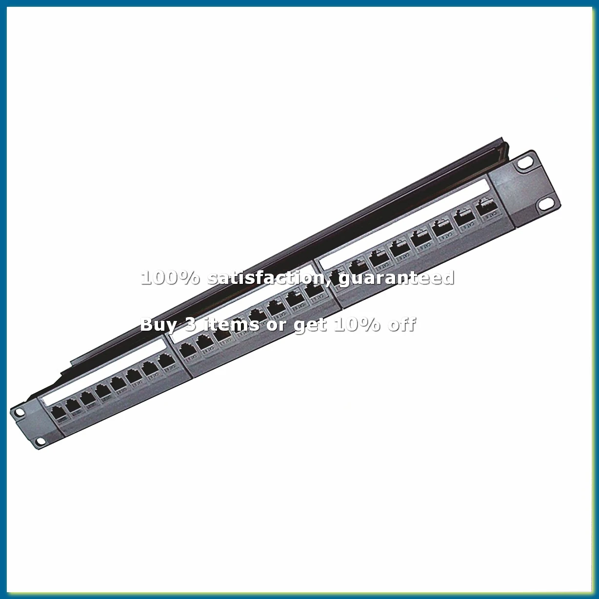 24 Port CAT6 Patch Panel, 19Inch 1U Cabinet Rack Pass-Through RJ45 Modular Frame for Network